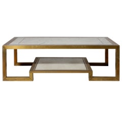 Bronze and marble coffee table with two shelves, c. 1970
