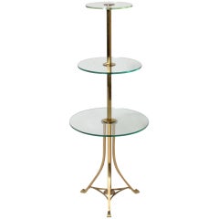3 tier Art Noveau Bronze table with glass shelves, c. 1940