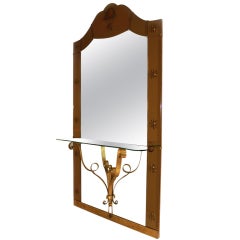 Italian gilded mirror with shelf, c. 1940