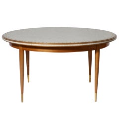 Round Table With Wood Legs And Mosaic Tile Inlaid Top, C. 1960