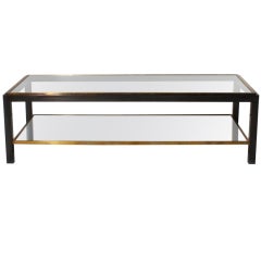 Bronze coffee table with steel and copper plated legs, c. 1970