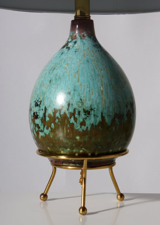Pair Of Danish Hand-thrown Ceramic Lamps, C. 1950