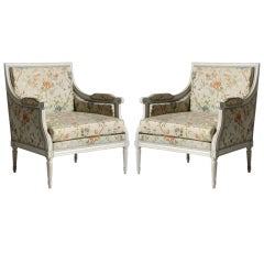 Used Pair of Louis XVI bergeres from Hotel Le Meurice, c. 1950