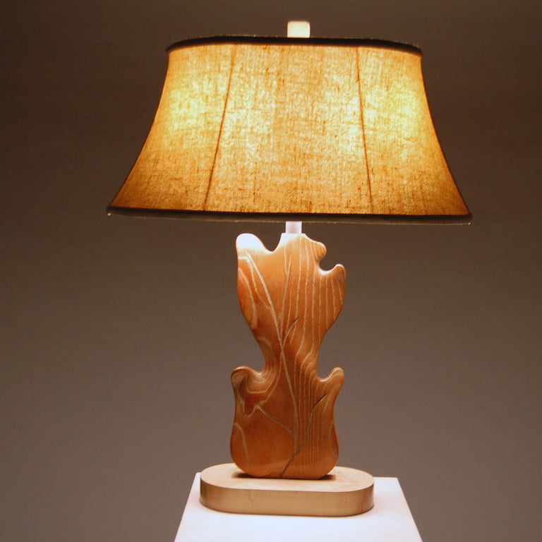 Limed Oak Table Lamp by Yasha Heifetz In Excellent Condition In Hudson, NY