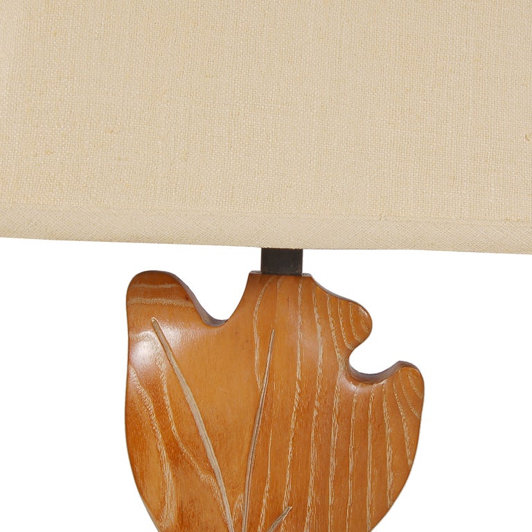 Mid-Century Modern Limed Oak Table Lamp by Yasha Heifetz