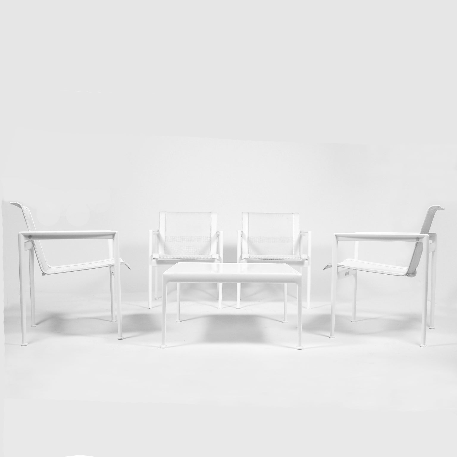 Set of Four Outdoor Armchairs and Low Table by Richard Schultz