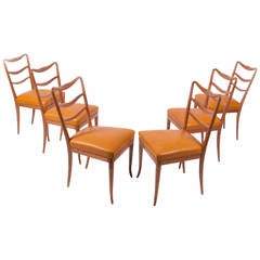 Set of Six Dining Chairs Attributed to Guglielmo Ulrich