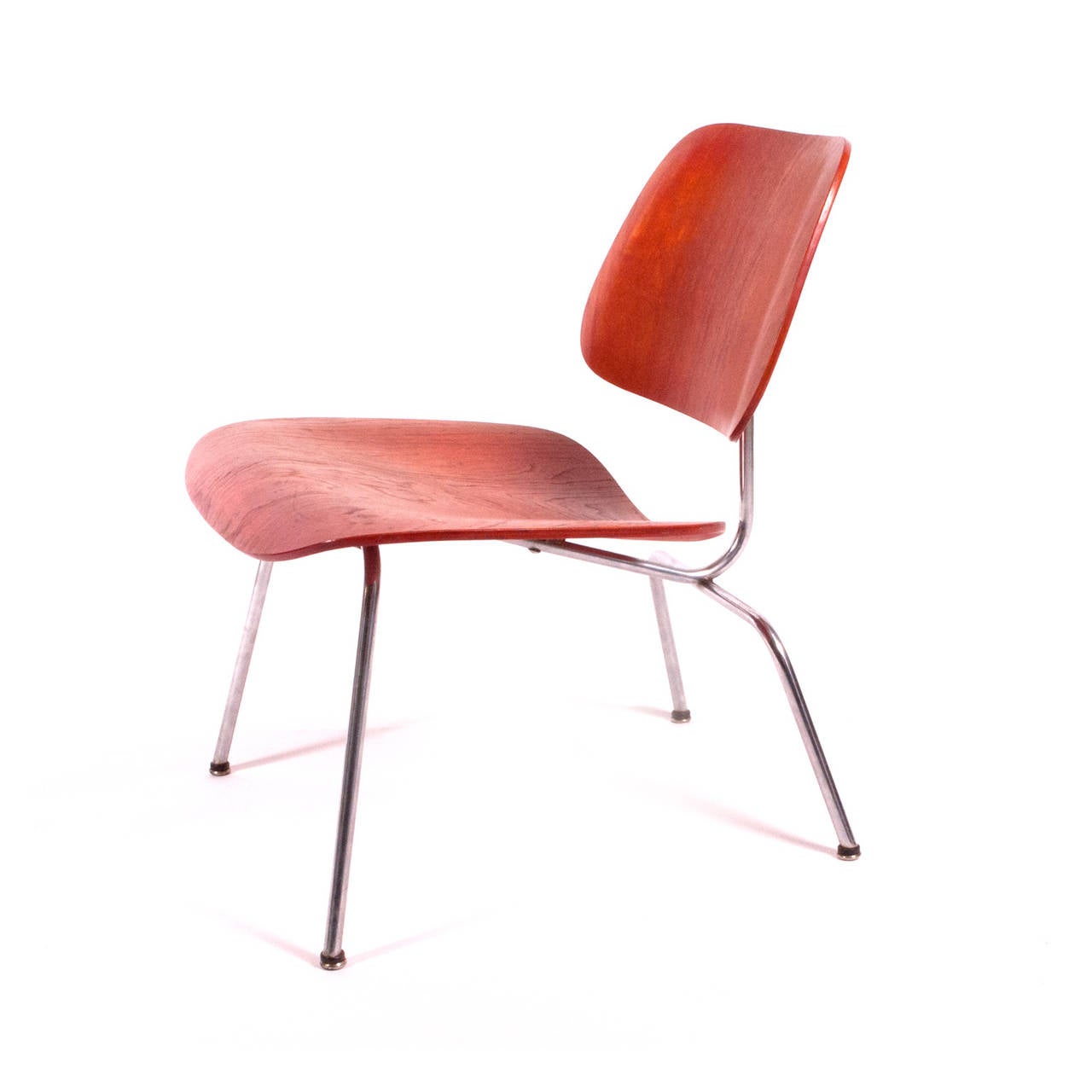Modern 1951 Original Red Aniline Dyed LCM Chair by Charles Eames