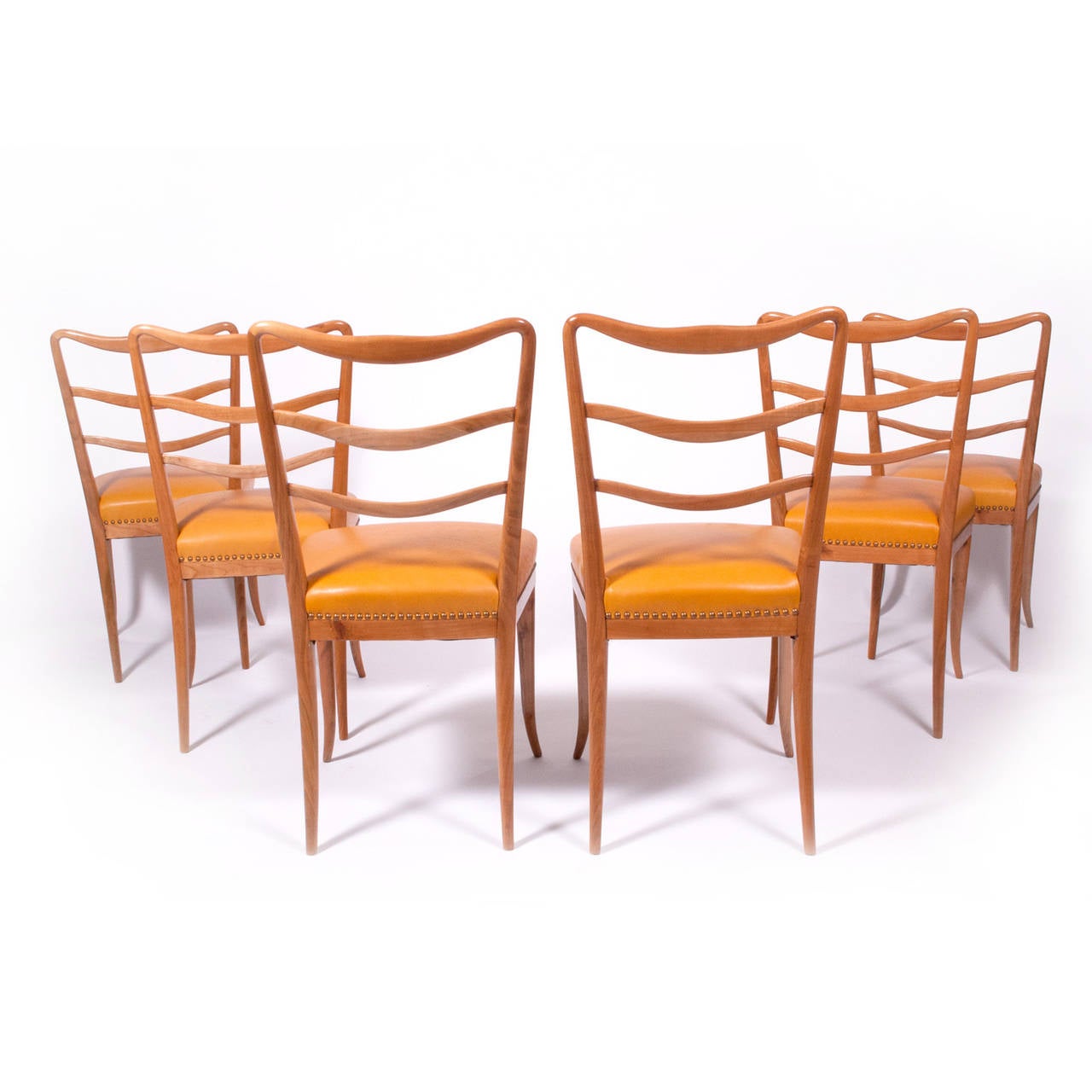 Mid-Century Modern Set of Six Dining Chairs Attributed to Guglielmo Ulrich