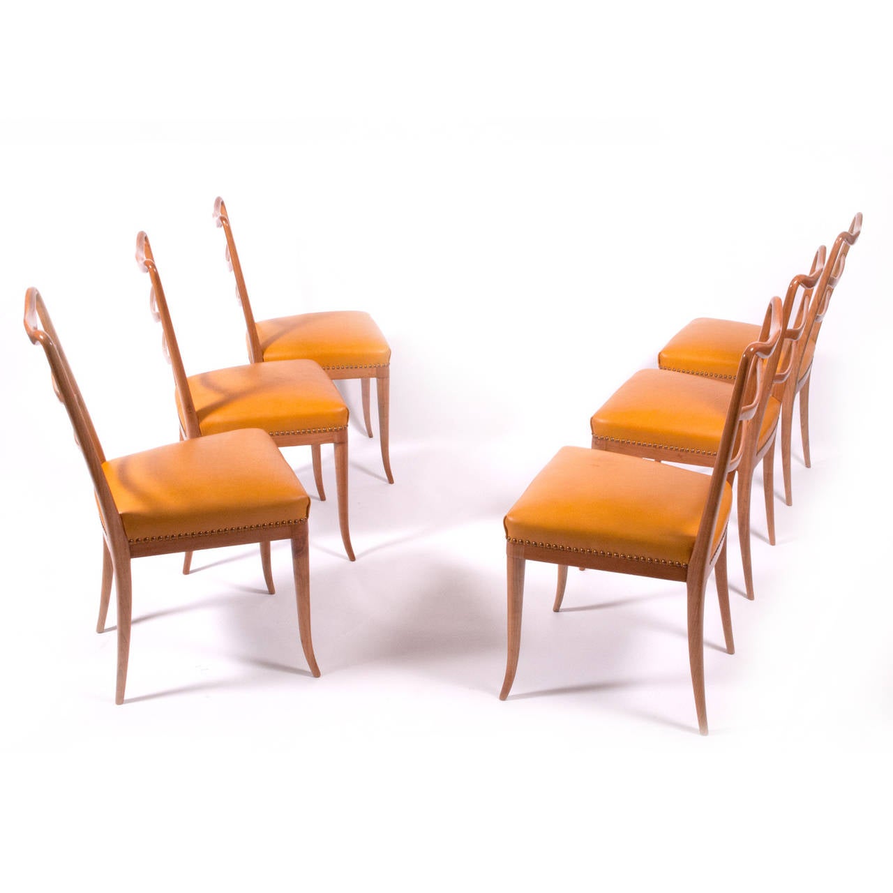 Italian Set of Six Dining Chairs Attributed to Guglielmo Ulrich