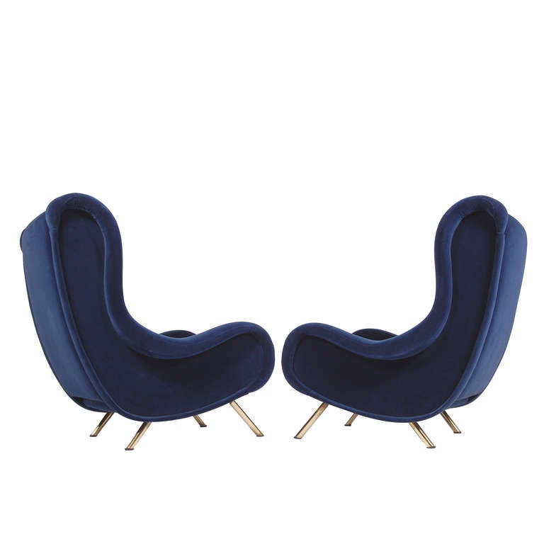 Mid-Century Modern Pair of Senior Lounge Chairs by Marco Zanuso