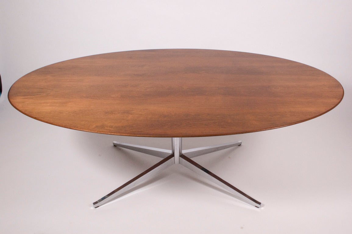 1970s original Knoll rosewood top chrome steel base table or desk with paper label.