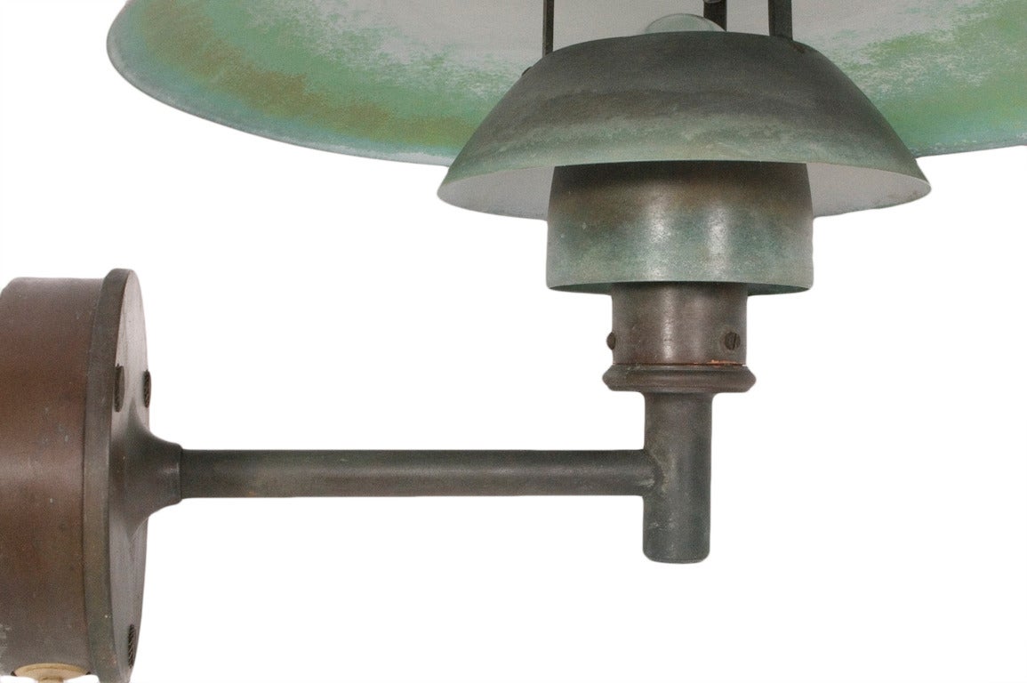 Poul Henningsen Solid Copper Outdoor Lamp 4/3 In Good Condition In Hudson, NY