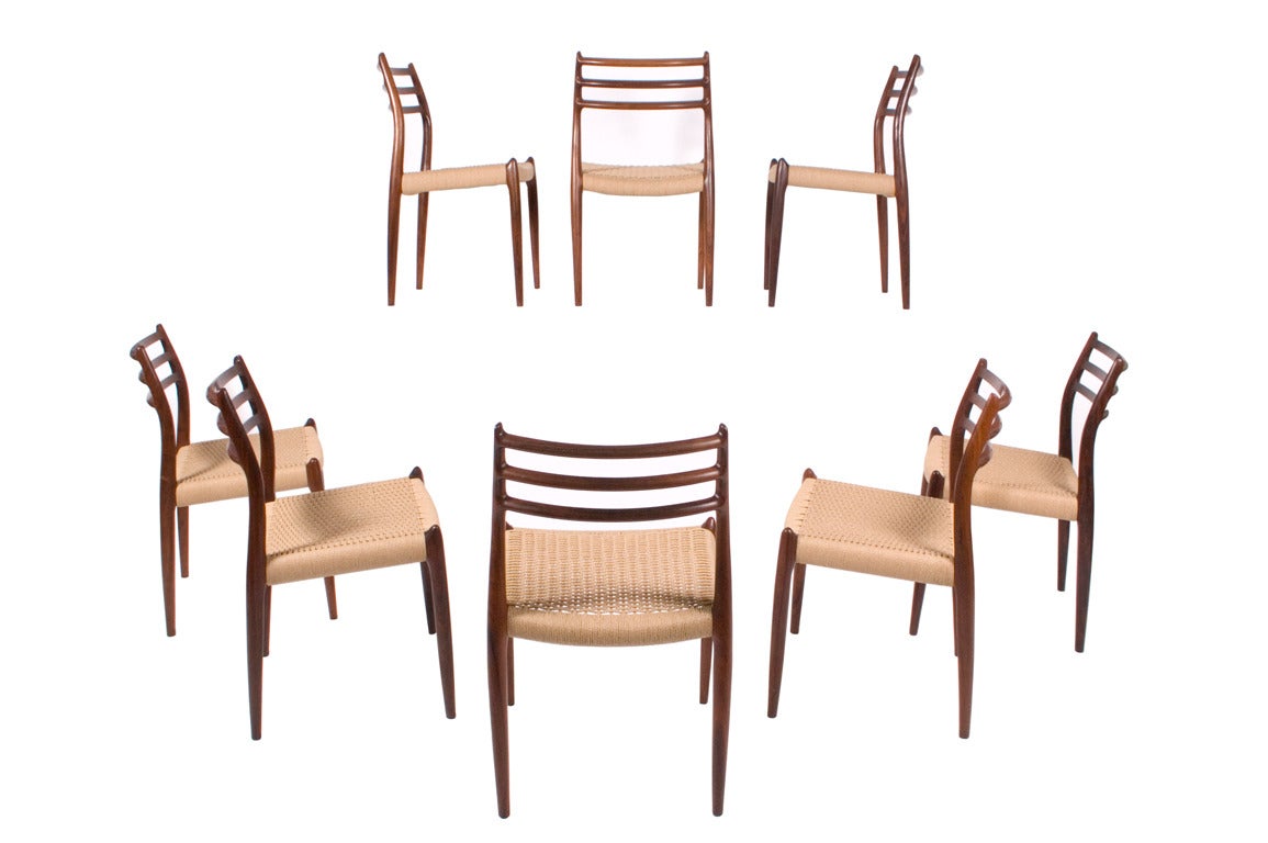Danish Niels O. Møller Rosewood Dining Chairs, 1976