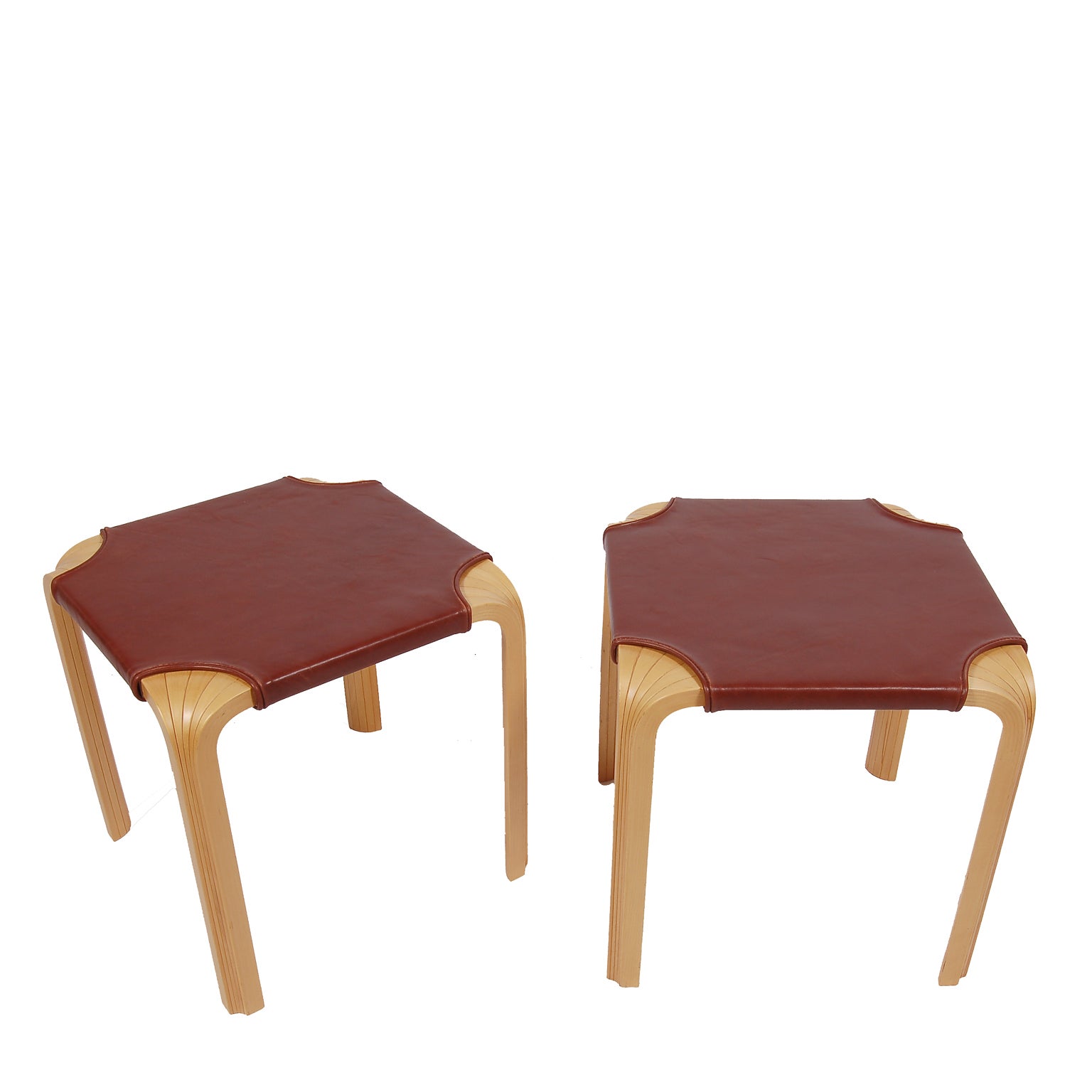 Pair of Fan Leg Side Table/Stools by Alvar Aalto