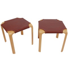 Vintage Pair of Fan Leg Side Table/Stools by Alvar Aalto