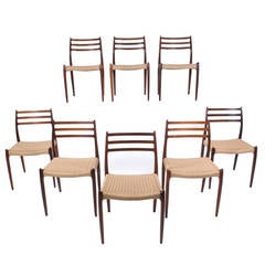Niels O. Møller Rosewood Dining Chairs, 1976