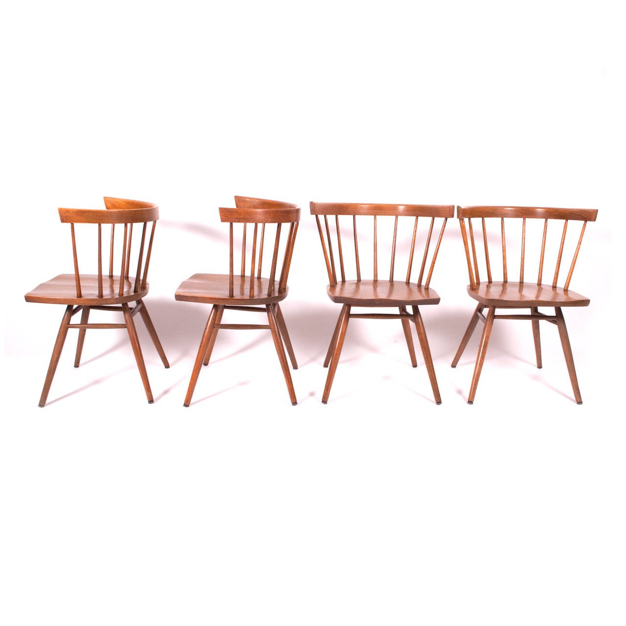 Straight Chairs by George Nakashima attributed ,hand made beechwood legs and ash wood seats / back. Definitely 50 to 70 years old