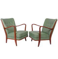 Pair of Cabinetmaker Armchairs Attributed to Carl Malmsten