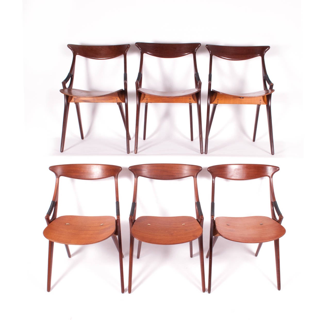 Scandinavian Modern Set of Six Model 71 Occasional Chairs by A. Hovmand Olsen