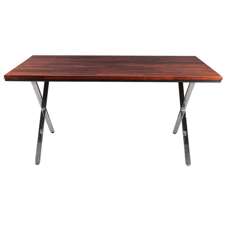 Solid Rosewood Dining/Work Table by Milo Baughman