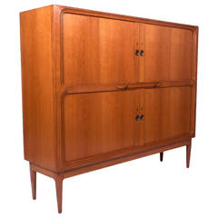 1960s Danish Oak Tambour Door Credenza