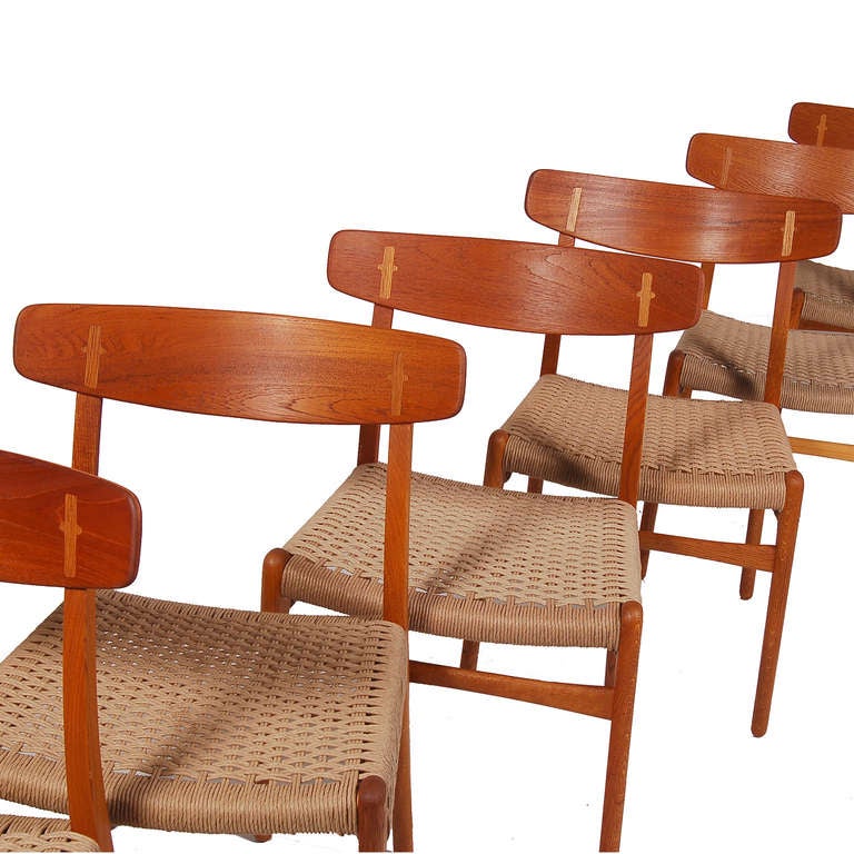 Set of Six Hans Wegner CH-23 Dining Chairs In Excellent Condition In Hudson, NY
