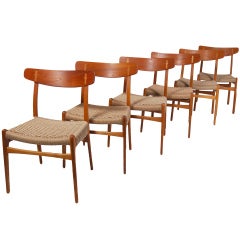 Set of Six Hans Wegner CH-23 Dining Chairs