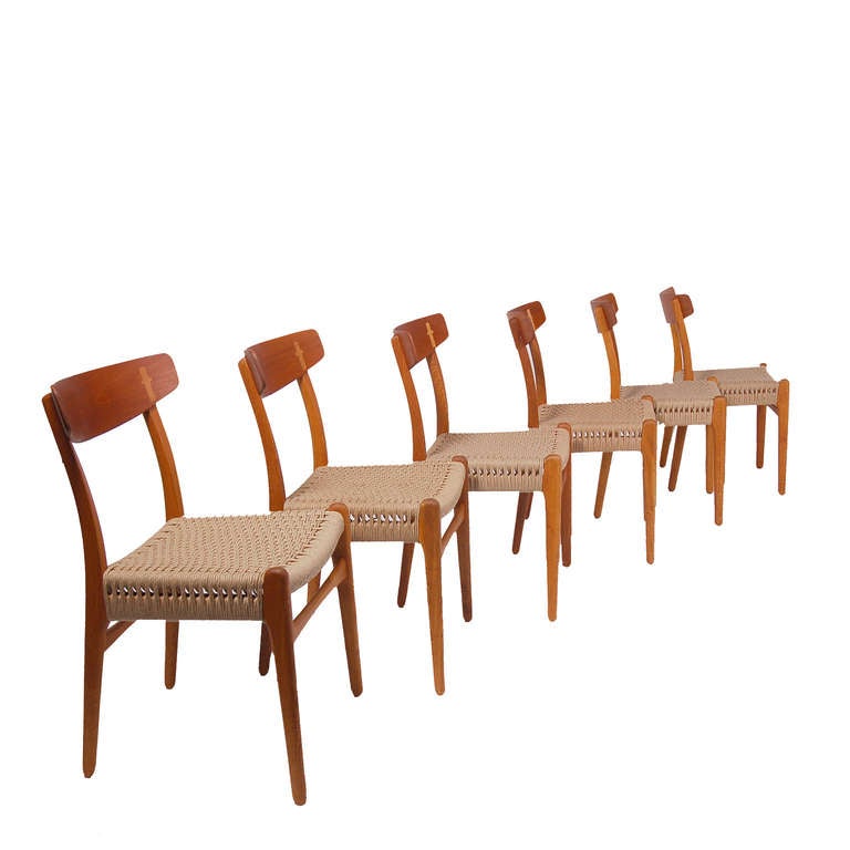 Scandinavian Modern Set of Six Hans Wegner CH-23 Dining Chairs