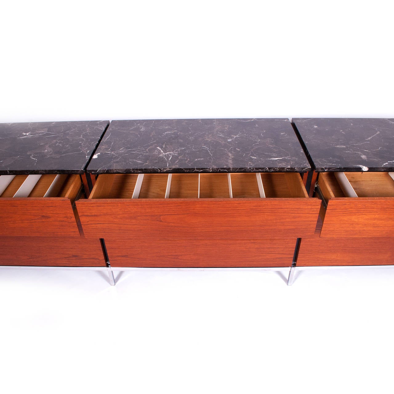 Florence Knoll Triple Black MarbleTop Chest of Drawers at 1stDibs