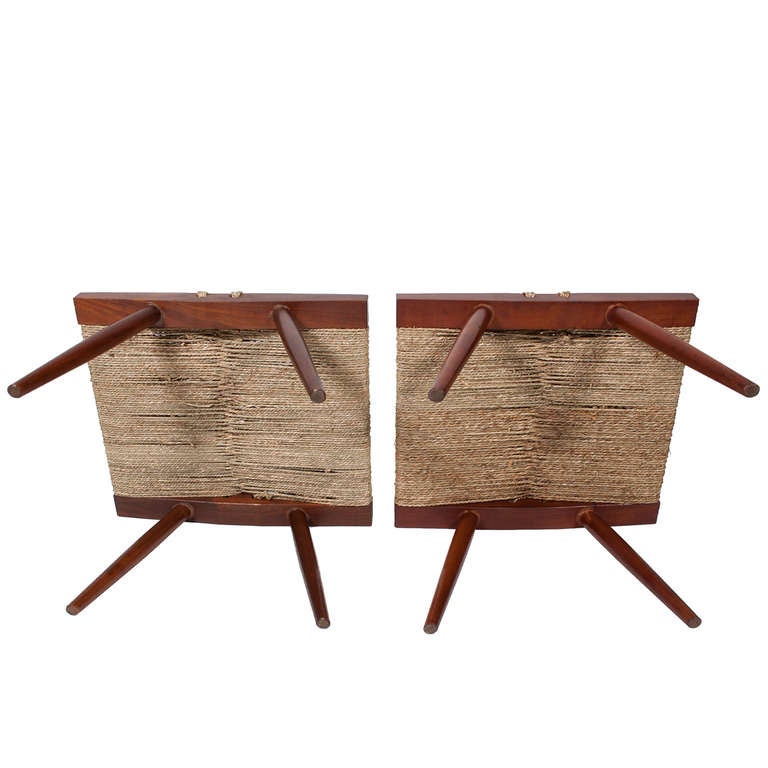 Grass-Seated Stools by George Nakashima In Good Condition In Hudson, NY