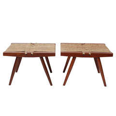 Grass-Seated Stools by George Nakashima