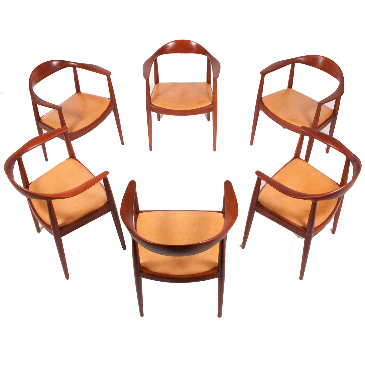 Set of Six "Round" Chairs by Hans J. Wegner for Johannes Hansen