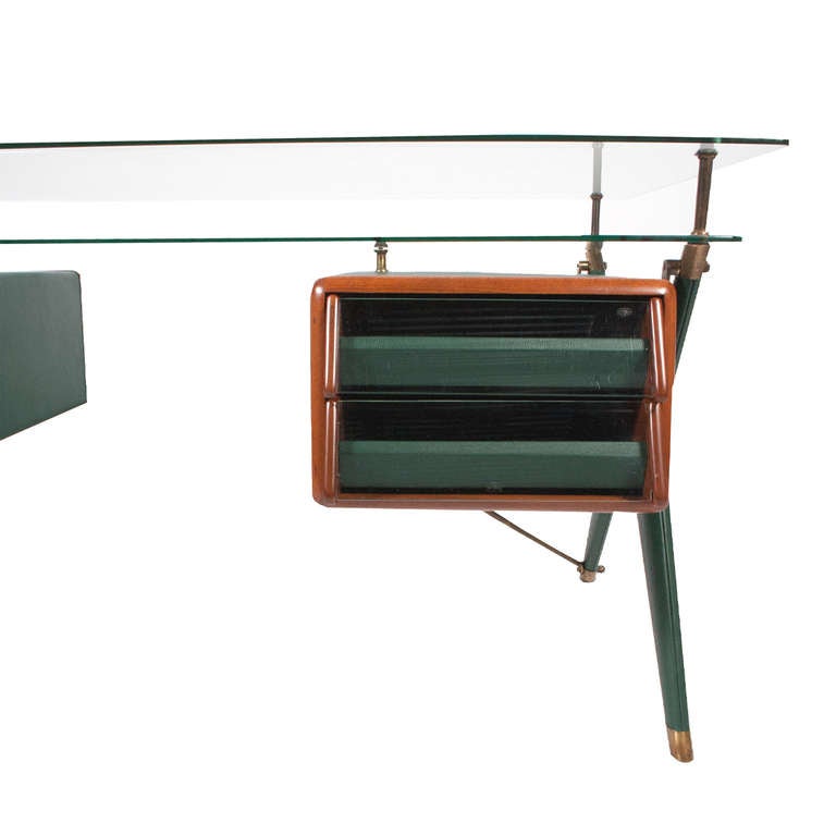 Mid-20th Century Rare Double-Drawer Executive Desk by Silvio Berrone