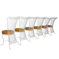 Set of Six French Garden Chairs in the Style of Mathieu Mategot