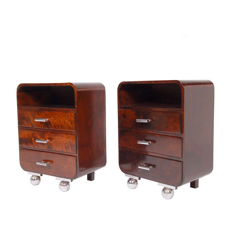 German Bauhaus Bed Set with Nightstands by Desta