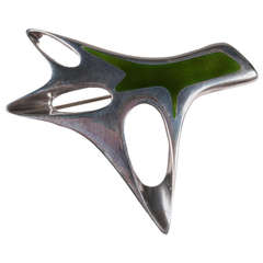 Sterling Silver and Enamel Brooch by Henning Koppel