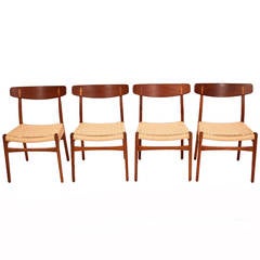Four Hans Wegner Oak Dining Chairs CH 23