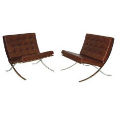 Antique Pair of Knoll Barcelona Chairs