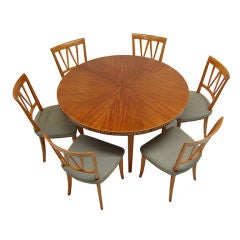 Set of Six Pyramid Chairs and Dining Table by Carl Malmsten