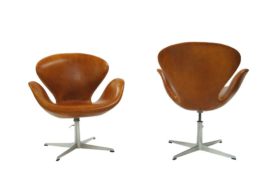 Danish Pair of Adjustable Height Swan Chairs