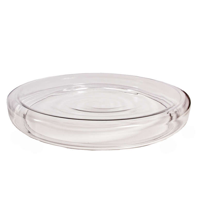 Model 74-04, one of a series of glass bowls designed by Pfister for Knoll. Venetian glass, clear with molded sides and center. Purchased in 1970s by Dallas Knoll showroom employee.