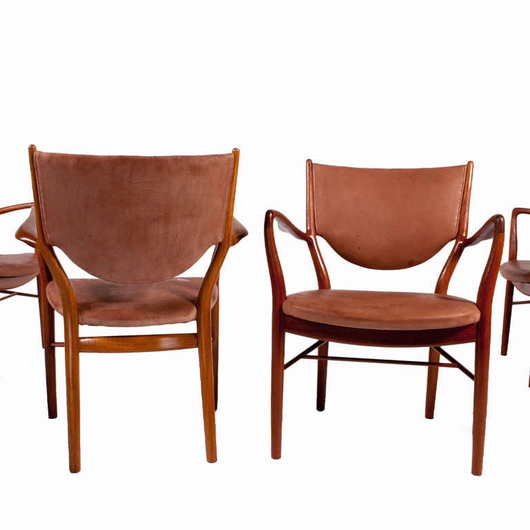 Danish Rare Set of Six NV-46 Armchairs by Finn Juhl for Niels Vodder