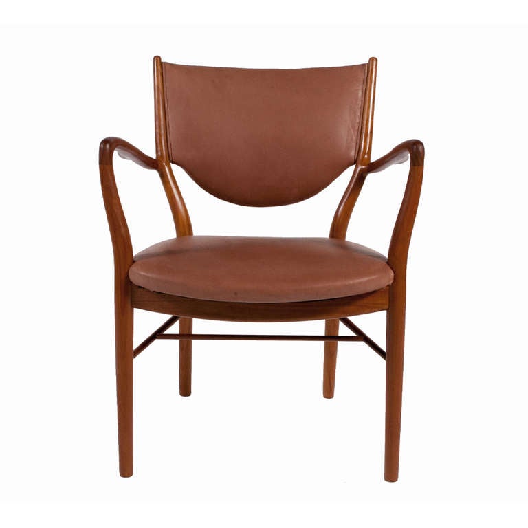 Rare Set of Six NV-46 Armchairs by Finn Juhl for Niels Vodder In Good Condition In Hudson, NY