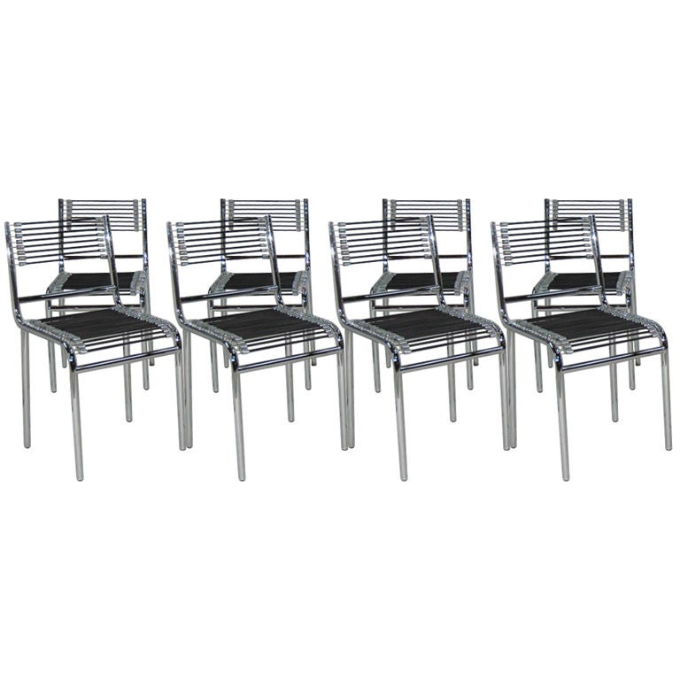 Set of Eight Sandows Chairs by Rene Herbst