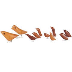 Set of Ten Wooden Birds