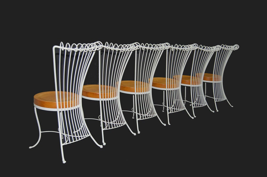 Mid-20th Century Set of Six French Garden Chairs in the Style of Mathieu Mategot