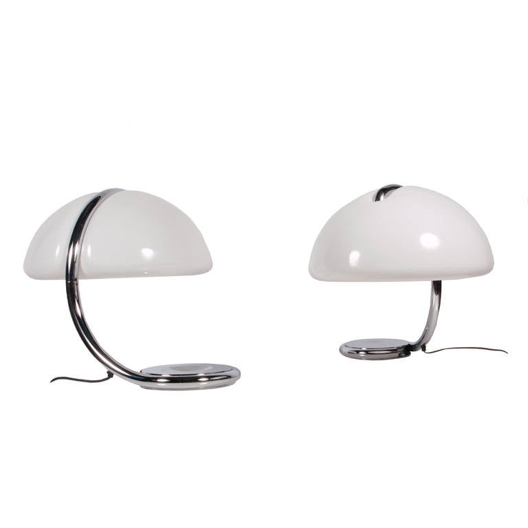 Italian Pair of Serpente Table Lamps by Elio Martinelli