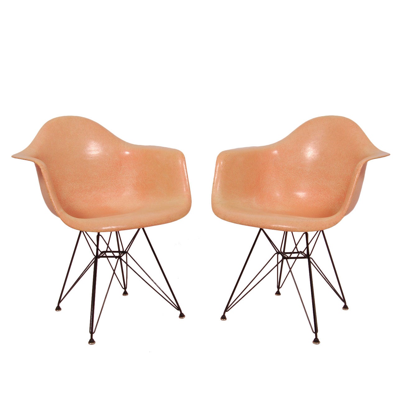 Pair of Early Charles Eames Fiberglass Armchairs