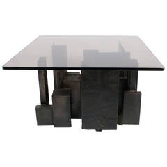 Sculpted Steel Coffee Table by Paul Evans